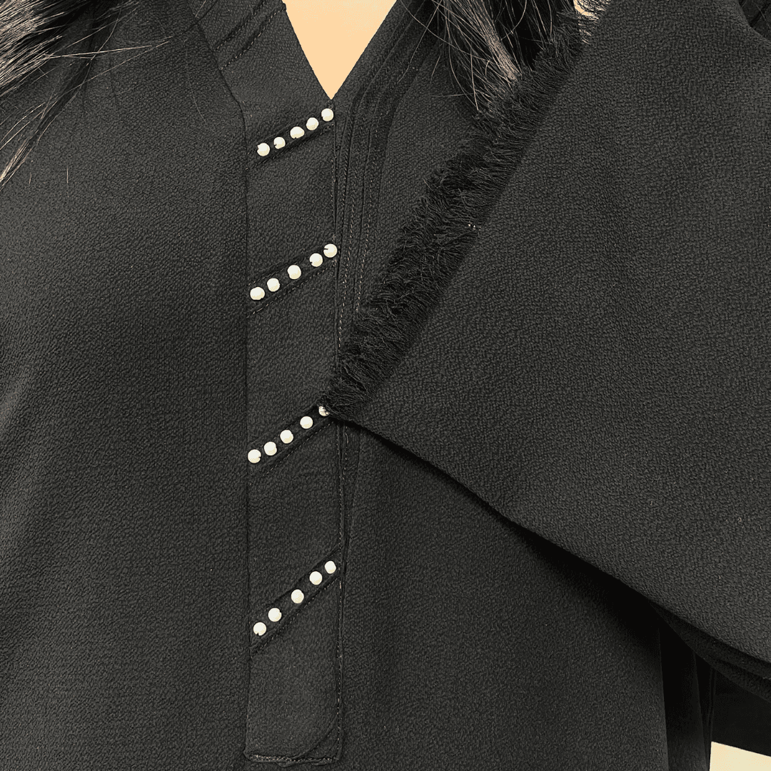 Pearl placket and frayed trim